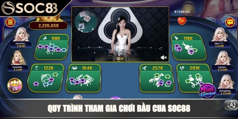 Quy trình tham gia chơi Bầu cua Soc88