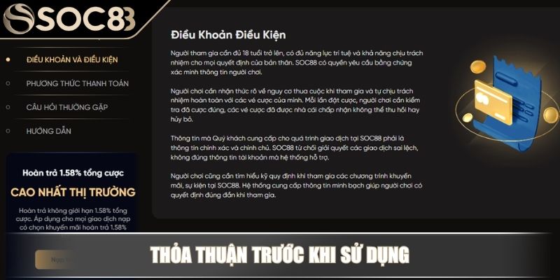 Thỏa thuận trước khi sử dụng